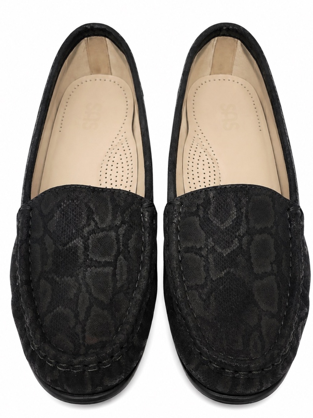 SAS Simplify Slip-On Loafers Women’s  NEW No Tags 8M Nero Snake Leather Comfort